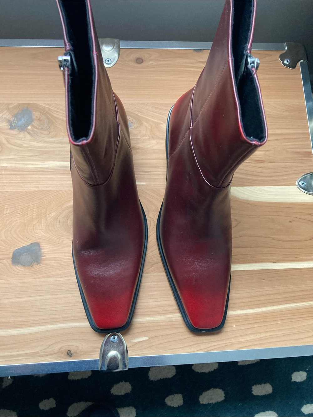 Vagabond New without Box Burgundy/Red Gradient Square-Toe Ankle Boots - Picture 6 of 7